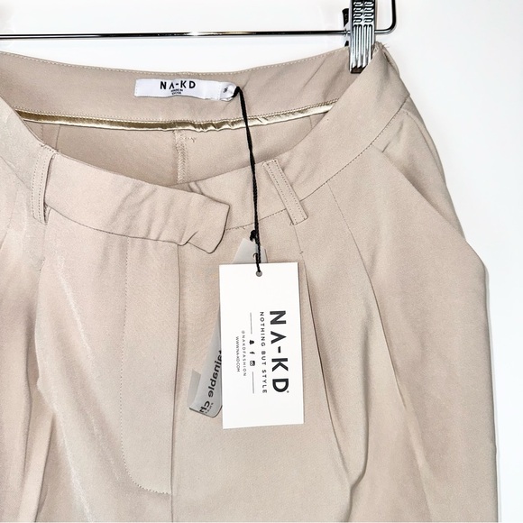 NA-KD Recycled Cropped High Waist Suit Pants In Dark Sand 36 - Picture 8 of 11